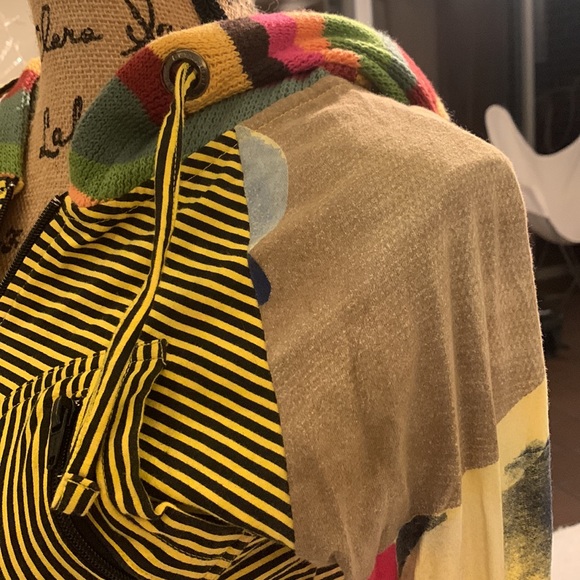 Uber cute colorful knit and sweater material mixed media  Desigual hoodie S - Picture 8 of 9